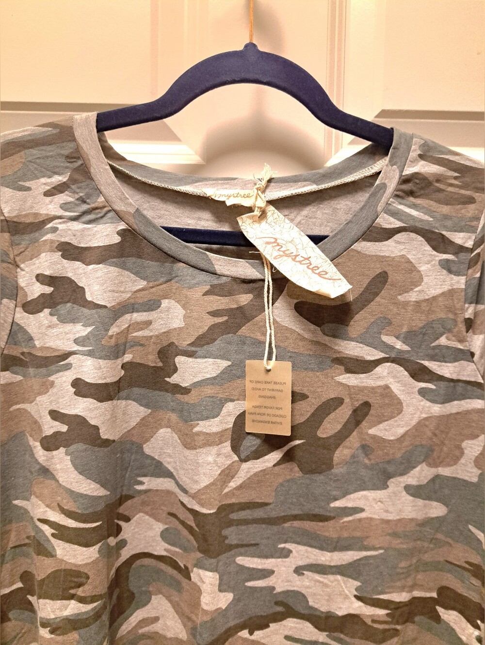 MYSTREE green CAMO sweatshirt LACE TOP new LONG SLEEVES size large 40" CHEST - Picture 2 of 6
